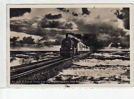 Niebüll Sylt Eisenbahn Hindenburgdamm ca 1935 Niebüll Sylt Eisenbahn Hindenburgdamm ca 1935
