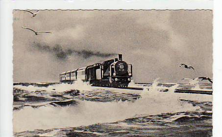 Niebüll Sylt Eisenbahn Hindenburgdamm ca 1950 Niebüll Sylt Eisenbahn Hindenburgdamm ca 1950