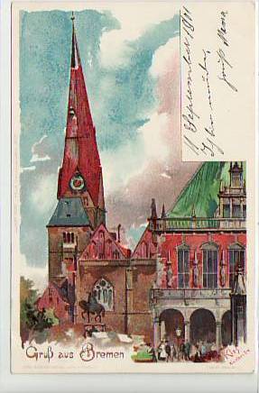 Bremen Künstlerkarte Kley 1901 Bremen Künstlerkarte Kley 1901