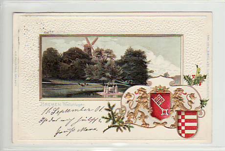 Bremen Passepartou Prägekarte 1901 Bremen Passepartou Prägekarte 1901