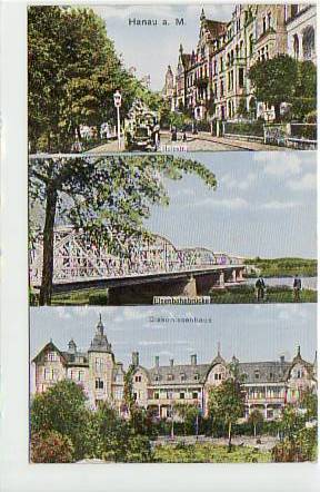 Hanau am Main Hainstraße Eisenbahnbrücke Diakonissenhaus 1915 Hanau am Main Hainstraße Eisenbahnbrücke Diakonissenhaus 1915
