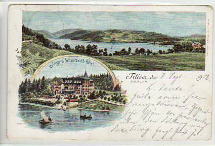 Titisee Jägers Schwarzwaldhotel bei Neustadt Litho 1902 Titisee Jägers Schwarzwaldhotel bei Neustadt Litho 1902