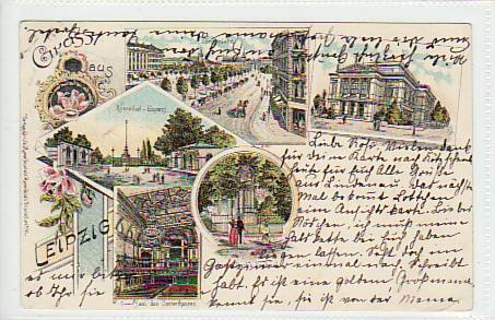 Leipzig Litho Königsplatz, Rosenthal Concerthaus 1899 Leipzig Litho Königsplatz, Rosenthal Concerthaus 1899