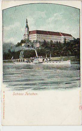 Tetschen-Bodenbach CSSR an der Elbe Raddampfer ca 1900 Tetschen-Bodenbach CSSR an der Elbe Raddampfer ca 1900