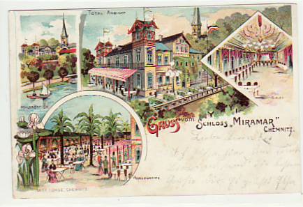 Chemnitz Litho Schloss Miramar 1904 Chemnitz Litho Schloss Miramar 1904