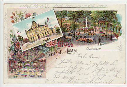 Oberlungwitz Gasthof Lamm Litho 1901 Oberlungwitz Gasthof Lamm Litho 1901