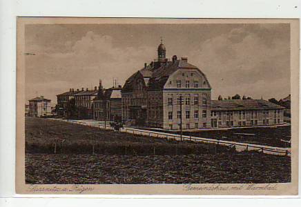 Sassnitz-Saßnitz auf Rügen Gemeindehaus mit Warmbad 1921