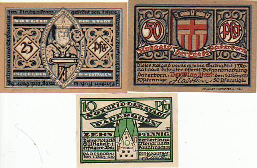 Paderborn 3 Scheine Notgeld
