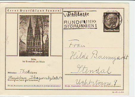 Köln am Rhein Privat-Ganzsache 1936 Köln am Rhein Privat-Ganzsache 1936