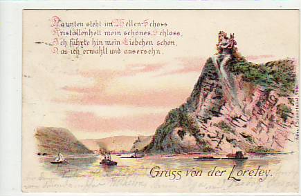 Loreley bei St.Goarshausen Litho 1898 Loreley bei St.Goarshausen Litho 1898