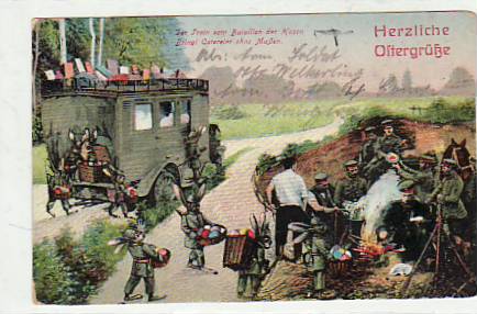 Glückwunsch Frohe Ostern Hasen Soldaten Militär 1915