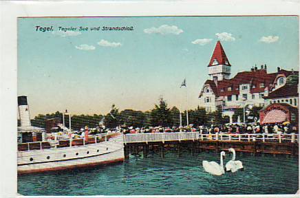 Berlin Tegel Strandschloß und Dampfer 1914