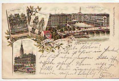 Hamburg Litho Ansichtskarte 1898 Hamburg Litho Ansichtskarte 1898