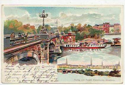 Hamburg Lombardsbrücke Litho 1900 Hamburg Lombardsbrücke Litho 1900