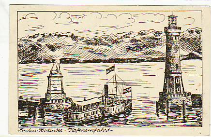 Lindau am Bodensee Künstlerkarte 1944 Lindau am Bodensee Künstlerkarte 1944