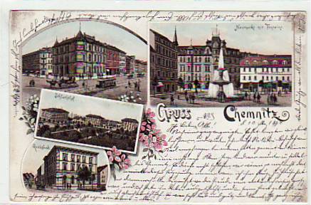 Chemnitz Litho Ansichtskarte 1897 Chemnitz Litho Ansichtskarte 1897
