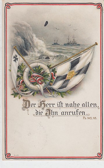 Marine 1.WK Kriegsschiffe Patriotische AK 1916