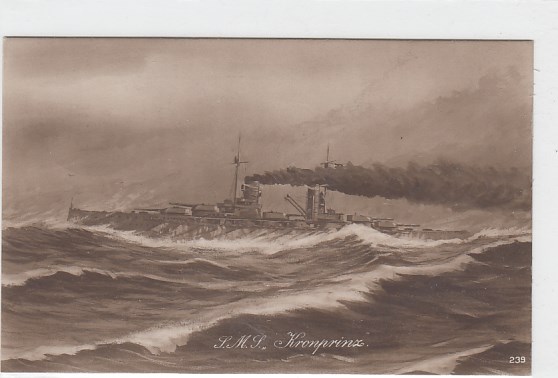 Marine 1.WK Kriegsschiffe SMS Kronprinz Schiffspoststempel MSP 1917