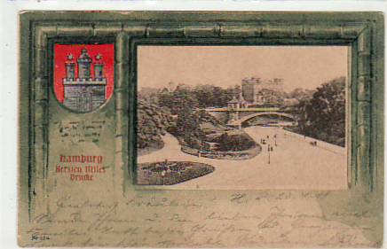 Hamburg Kersten Miles Brücke Wappen AK 1901 Hamburg Kersten Miles Brücke Wappen AK 1901