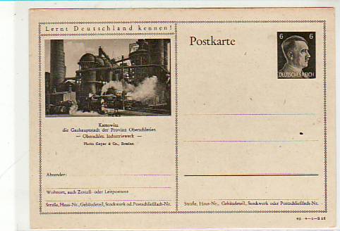 Kattowitz Schlesien Ganzsache ca 1940 Kattowitz Schlesien Ganzsache ca 1940