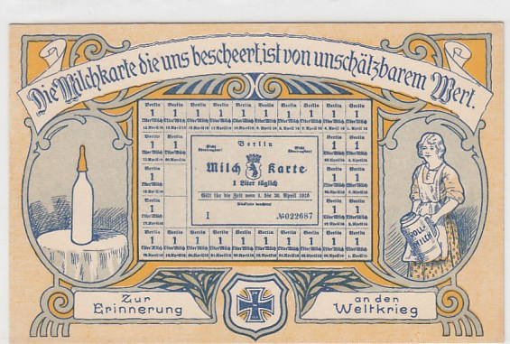 Landwirtschaft Milchkarte 1.WK Propaganda vor 1918