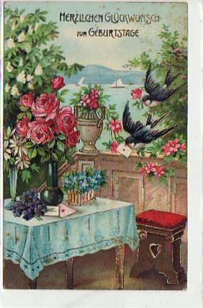 Glückwunsch zum Geburtstag Blumen Rosen 1912 Stilleben Glückwunsch zum Geburtstag Blumen Rosen 1912 Stilleben