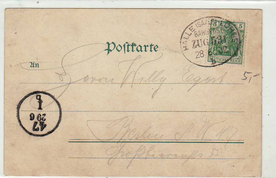 Bahnpoststempel Halle Saale-Löhne auf Ansichtskarte Wernigerode Harz 1902