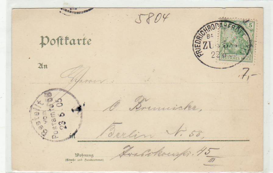 Bahnpoststempel Friedrichroda Frött auf Ansichtskarte 1905