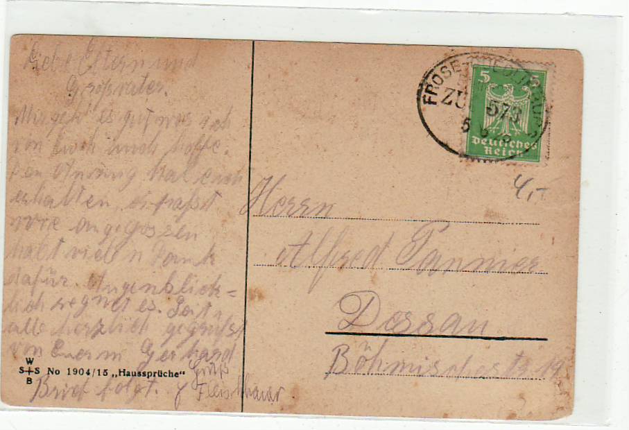 Bahnpoststempel Frose-Quedlinburg auf Ansichtskarte 1926