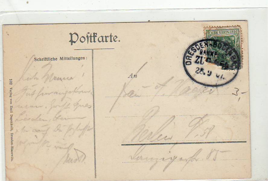 Bahnpoststempel Bresden-Bodenbach auf Ansichtskarte Wehlen