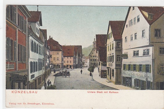 Künzelsau Untere Stadt mit Rathaus ca 1900 Künzelsau Untere Stadt mit Rathaus ca 1900