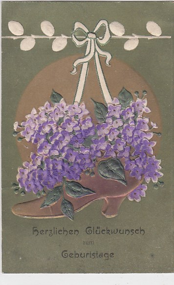 Glückwunsch zum Geburtstag Blumen Prägekarte 1910 Glückwunsch zum Geburtstag Blumen Prägekarte 1910