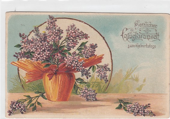 Glückwunsch zum Geburtstag Blumen Prägekarte 1907 Glückwunsch zum Geburtstag Blumen Prägekarte 1907