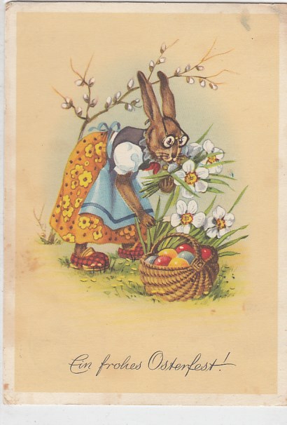 Glückwunsch Frohe Ostern Hasen 1952