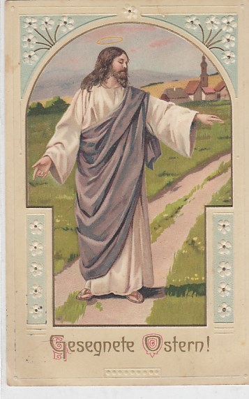 Glückwunsch Frohe Ostern Glaube Kirche Prägekarte 1911