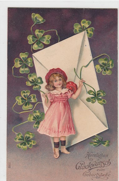 Glückwunsch zum Geburtstag Prägekarte Kinder 1910 Glückwunsch zum Geburtstag Prägekarte Kinder 1910