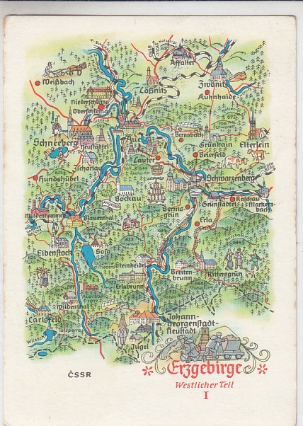 Aue Schneeberg Weißbach Lößnitz Zwönitz Johanngeorgenstadt Schwarzenberg Erzgebirge 1978