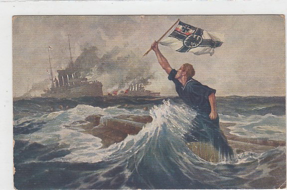 Marine 1.WK Kriegsschiffe Patriotische AK ca 1915