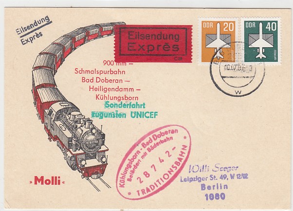 Bad Doberan Anlaß Postkarte Eisenbahn Kleinbahn 1989