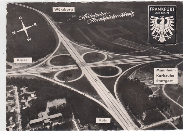 Autobahn Kreuz Frankfurt am Main Luftbild 1962