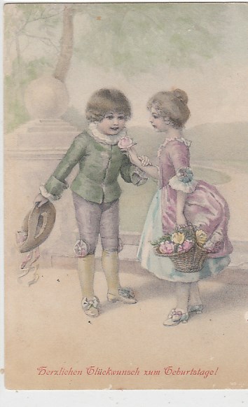 Glückwunsch zum Geburtstag Prägekarte Kinder 1919 Glückwunsch zum Geburtstag Prägekarte Kinder 1919