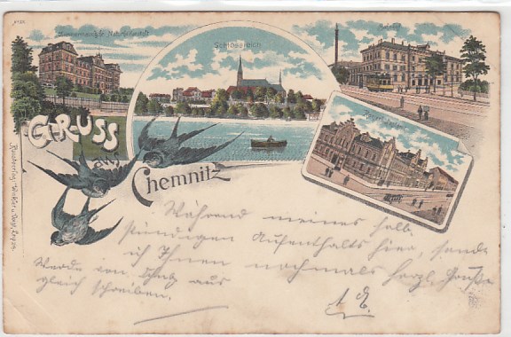Chemnitz Litho Ansichtskarte von 1899 Chemnitz Litho Ansichtskarte von 1899