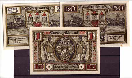 Strasburg Uckermark 3 Scheine Notgeld