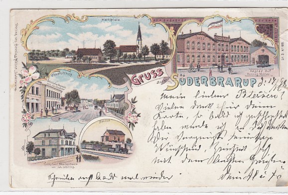 Süderbrarup Litho Ansichtskarte von 1898 Süderbrarup Litho Ansichtskarte von 1898