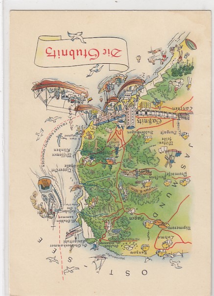 Sassnitz Saßnitz Lohme Wittenfelde Lancken AK als Landkarte Stubnitz ca 1960