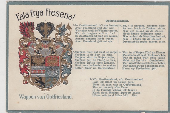Wappen von Ostfriesland Liederkarte Ostfrieslandlied Prägekarte