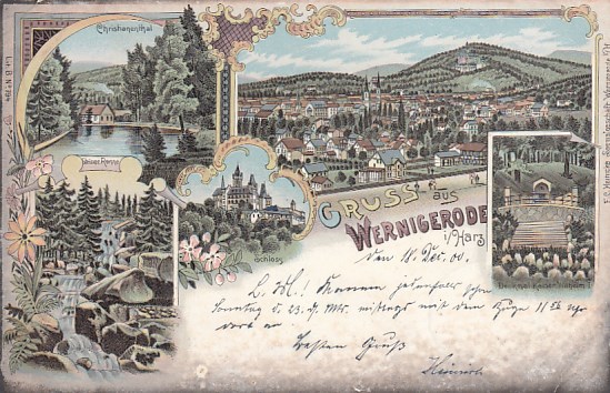 Wernigerode Litho Ansichtskarte von 1900