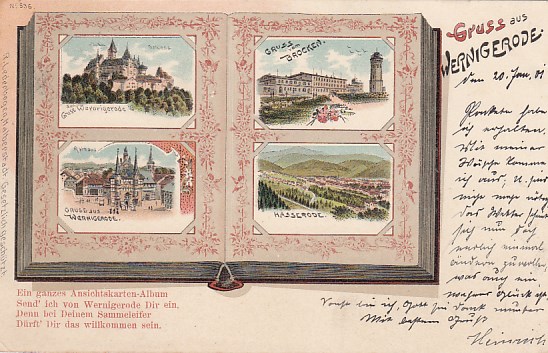 Wernigerode Hasserode Brocken Litho Ansichtskarte von 1901