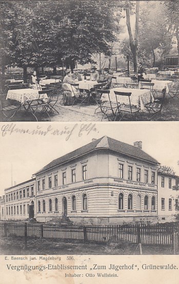 Grünwalde bei Schönebeck an der Elbe Vergnügungs-Etablissement Zum Jägerhof 1906