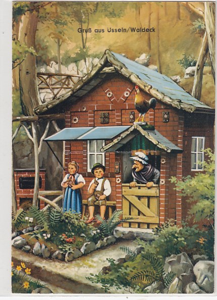 Usseln Waldeck Leporello AK 10 kleine Bilder Märchen Hexenhaus